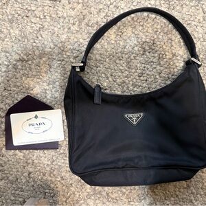 Prada Black Nylon Hobo Bag